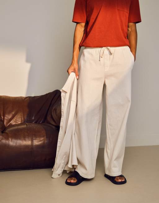Topman twill pull on trousers in washed ecru, 2 of 5