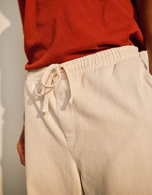 Topman twill pull on trousers in washed ecru, 5 of 5