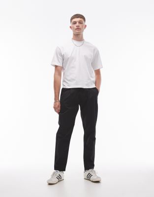 Topman Twin Pleated Tapered Pants In Black