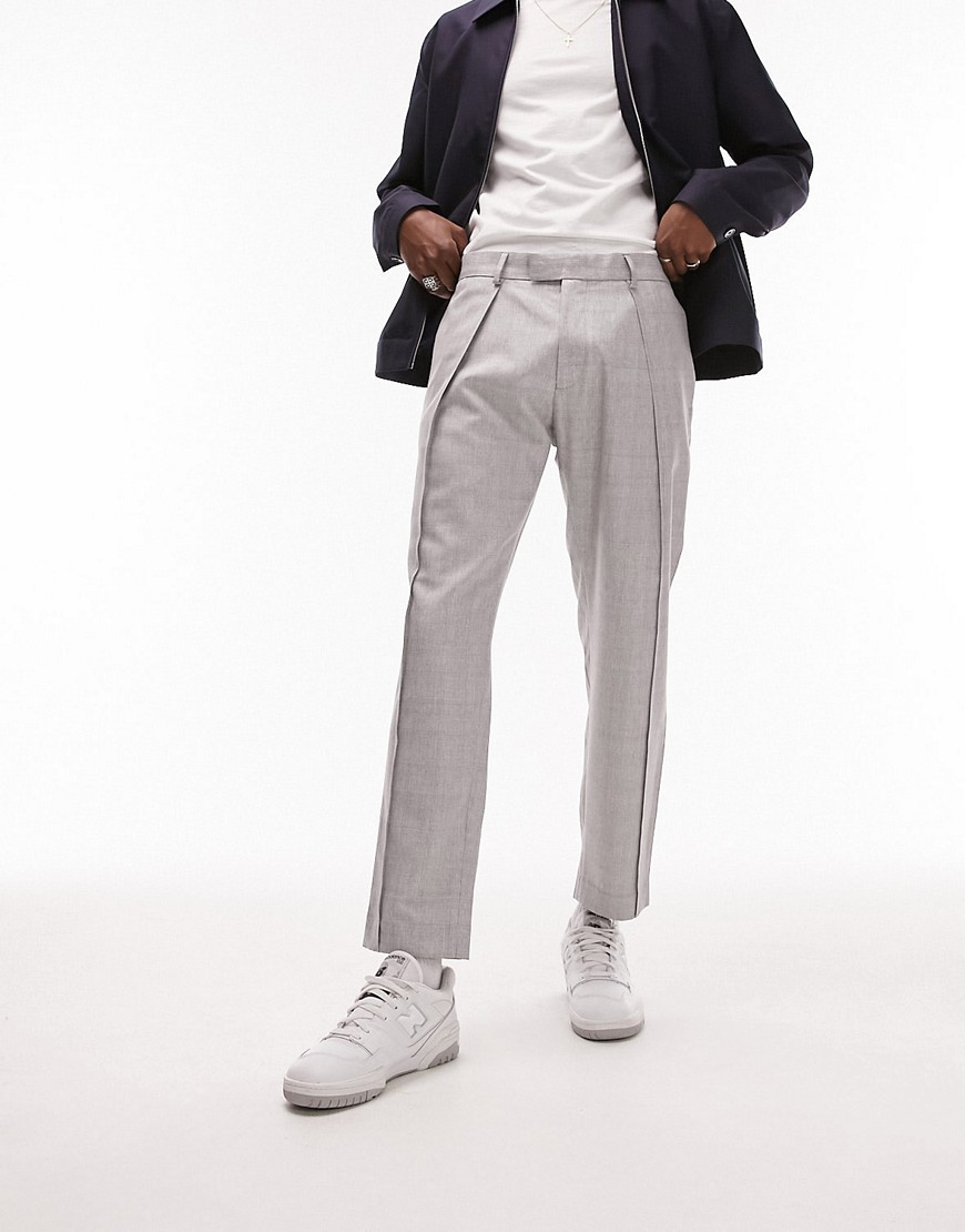 Topman twisted seam tapered trousers in grey