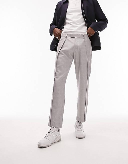 Topman twisted seam tapered trousers in grey | ASOS