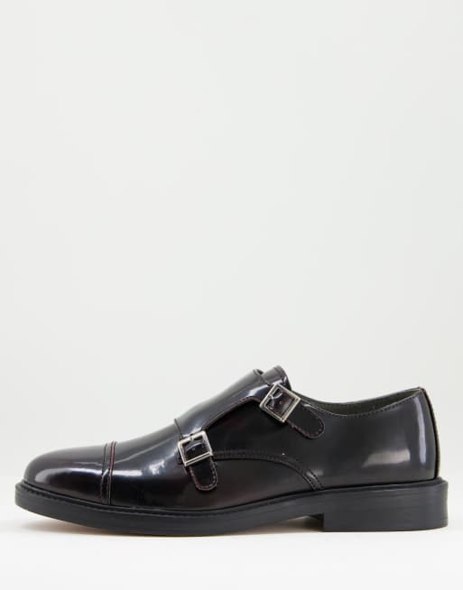 Topman - Tyger - Scarpe con fibbie in vera pelle bordeaux