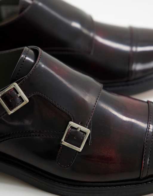 Topman - Tyger - Scarpe con fibbie in vera pelle bordeaux, 3 di 4