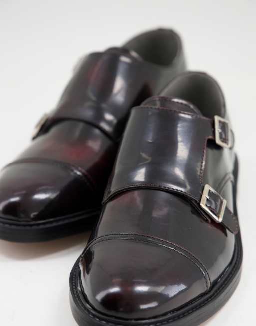 Topman - Tyger - Scarpe con fibbie in vera pelle bordeaux, 4 di 4