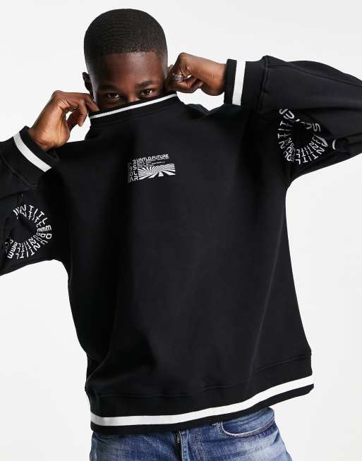 Topman – Untitled – Sweatshirt in Schwarz, Kombiteil