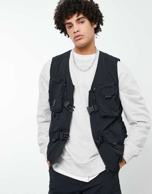 ASOS Utility Gilet With Pockets in Black for Men