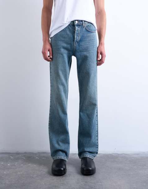 Topman – Utsvängda jeans i mellanljus tvätt utan stretch - view 1