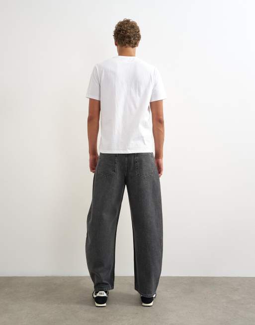 Topman - vaquero rígido de corte barrel en negro lavado, 5 de 7
