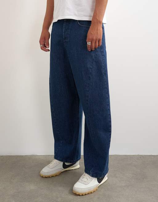 Topman - vaqueros de corte barrel rígidos en lavado oscuro, 4 de 7