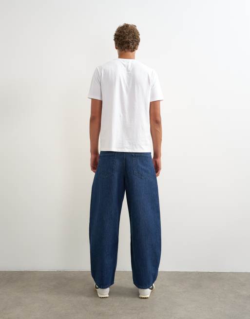 Topman - vaqueros de corte barrel rígidos en lavado oscuro, 5 de 7