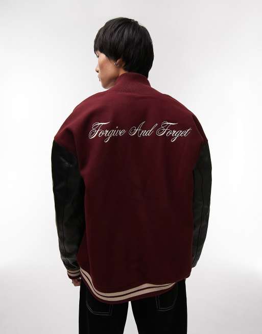 Black Speed Print Reversible Varsity Jacket