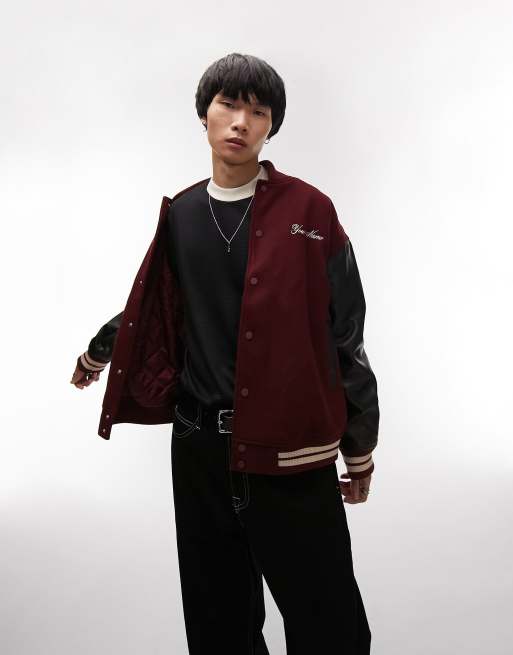 Supreme Woven Leather Varsity Jacket Black