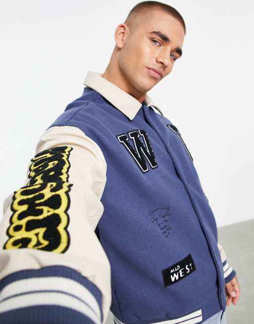 Embroidered Varsity Blouson - Luxury Blue