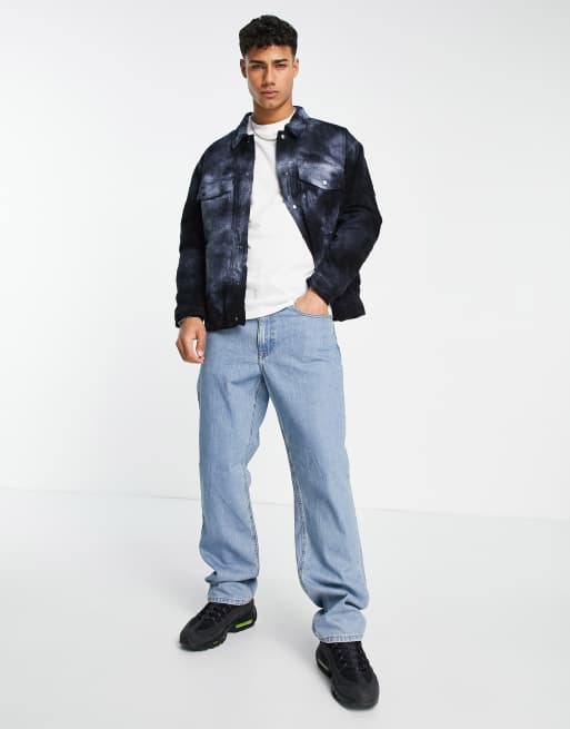 Topman - Vasket sort fløjlsjakke med print i western-stil