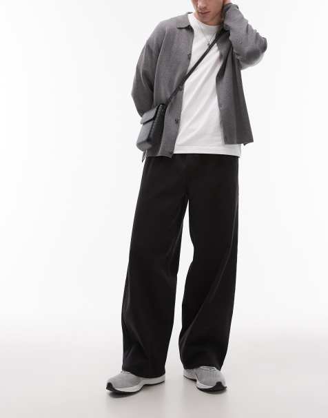 Topman - Vasket sorte bukser i twill - view 1