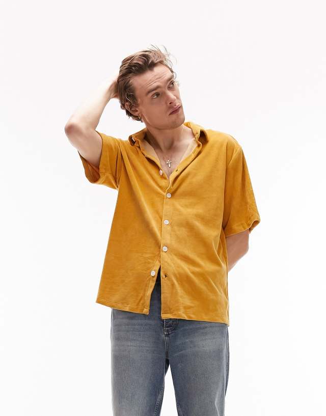 Topman velour shirt in light orange