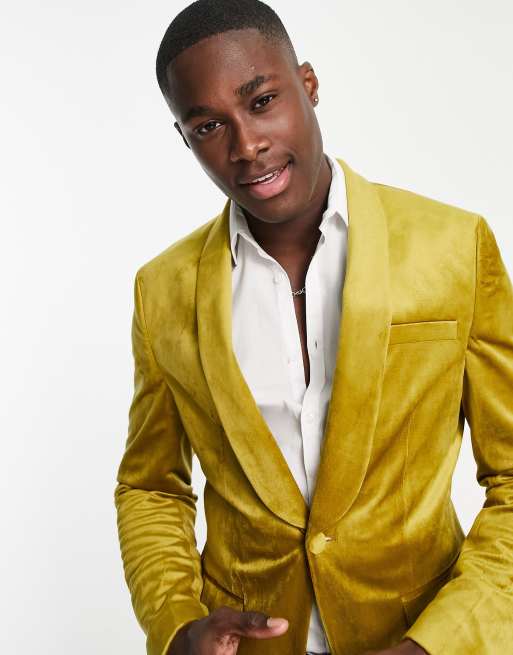 Yellow hot sale velvet blazer