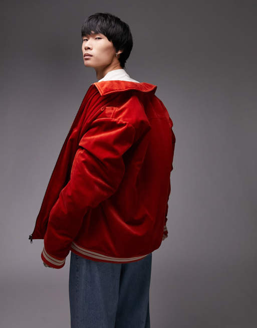 Topman burgundy bomber jacket cheap