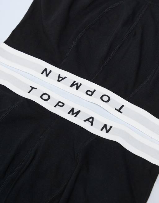 Topman - Verpakking van 3 boxershorts in zwart met witte taillebanden, 2 van 3