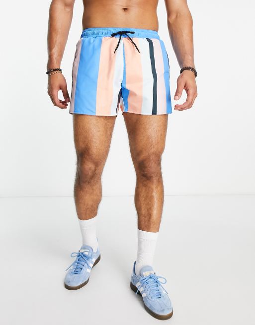 Topman vertical stripe print swim shorts