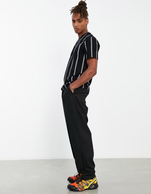 Topman vertical stripe t-shirt in black