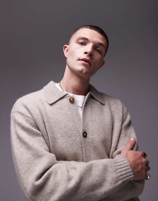 Topman - Vest met kraagje in lichtbeige