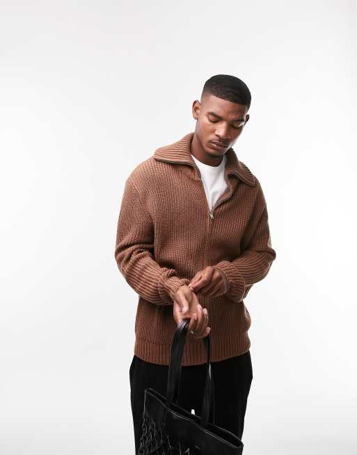 Topman - Vest met ritssluiting in bruin