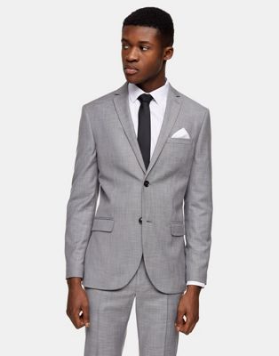 Topman skinny single breasted suit jacket in grey  - ASOS Price Checker