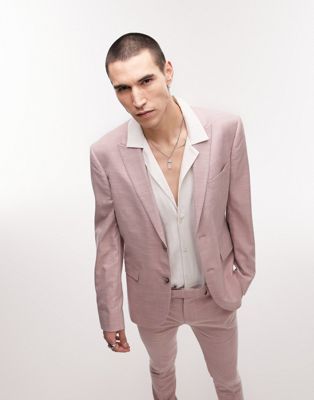 Topman super skinny two button wedding suit jacket in pink - ASOS Price Checker