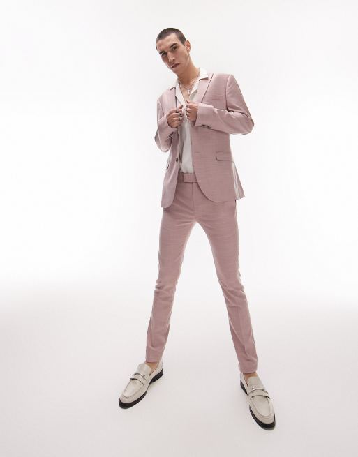 Topman - Veste de costume de mariage très ajusté à deux boutons - Rose, 5 de 5