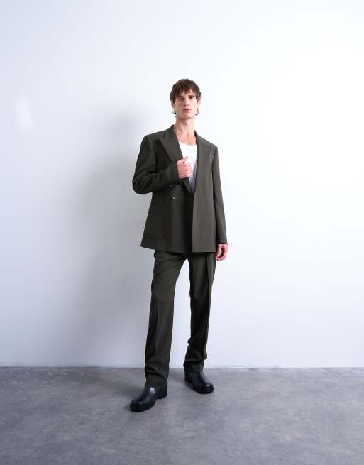 Topman - Veste de costume décontractée en aspect laine - Vert foncé, 2 de 5