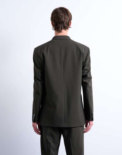 Topman - Veste de costume décontractée en aspect laine - Vert foncé, 4 de 5