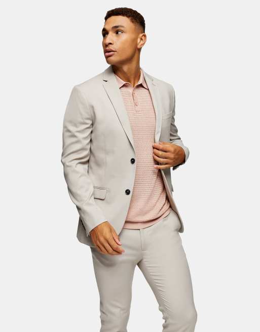 Topman - Costume droit ajusté avec revers crantés - Taupe, 2 de 3