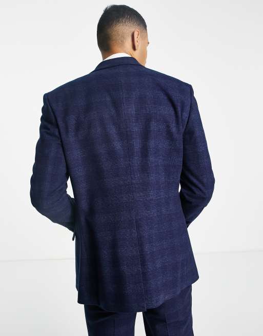 Topman - Veste de costume skinny à carreaux - Bleu marine, 3 de 4