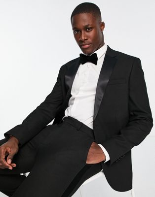 Topman skinny tux suit jacket in black - ASOS Price Checker