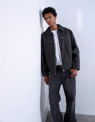 Topman - Veste imitation cuir - Noir