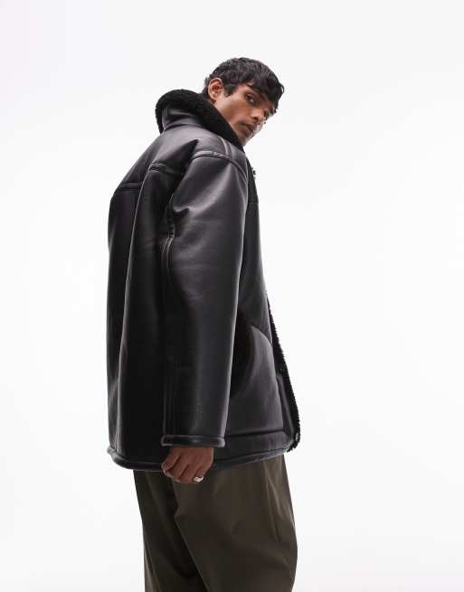 Topman - Veste imitation peau de mouton avec col en shearling - Noir, 4 de 4