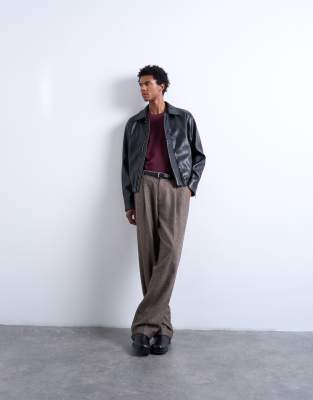 Topman - Veste souple en similicuir - Noir