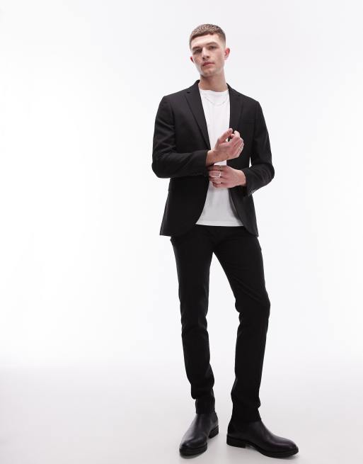 Topman - Veste stretch texturée ultra ajustée - Noir