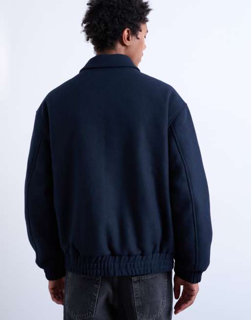 Topman - Veste style pompier en laine mélangée avec fermoirs métalliques - Bleu marine, 4 de 5