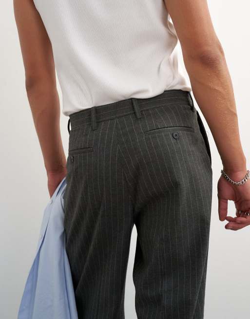 Topman vida byxor med pinstripe och veck i charcoal, 5 av 5