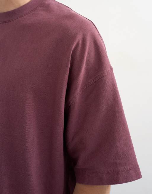 Topman – Vinröd, tvättad topp med boxig passform, 3 av 5