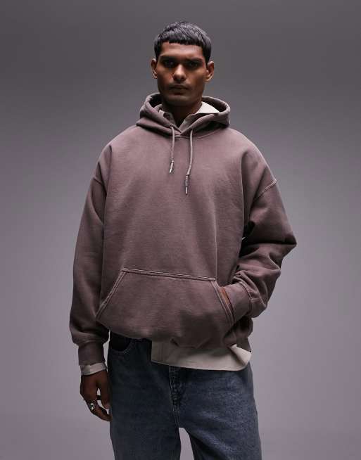 Topman vintage wash hoodie in mink, 2 of 4