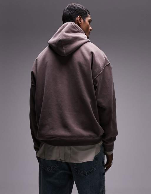 Topman vintage wash hoodie in mink, 3 of 4