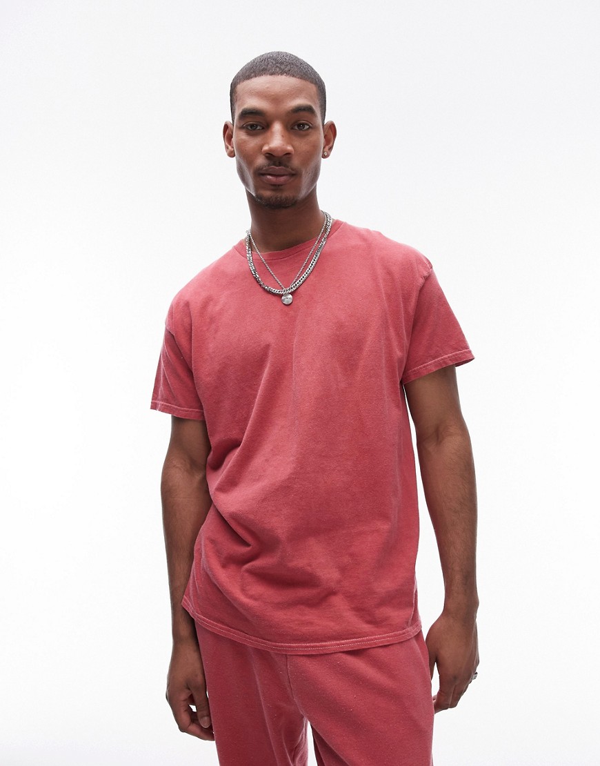 Topman vintage wash oversize fit t-shirt in red