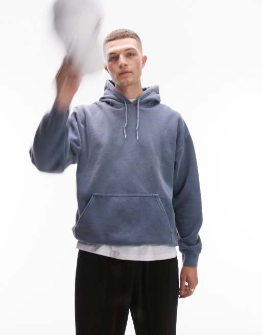 Topman vintage wash oversized hoodie in blue | ASOS