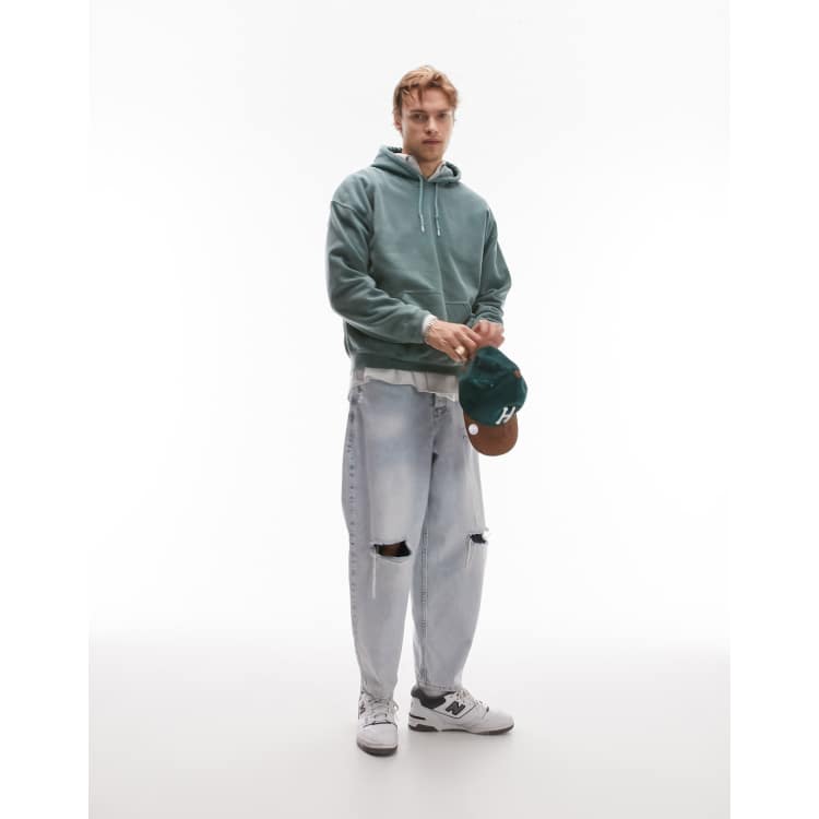 Reclaimed vintage inspired oversized hoodie in green discount overdye