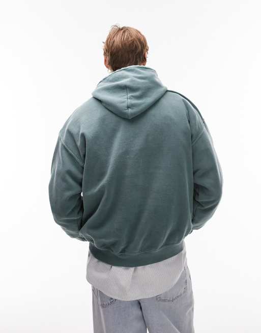Reclaimed vintage inspired oversized hoodie in green overdye hot sale