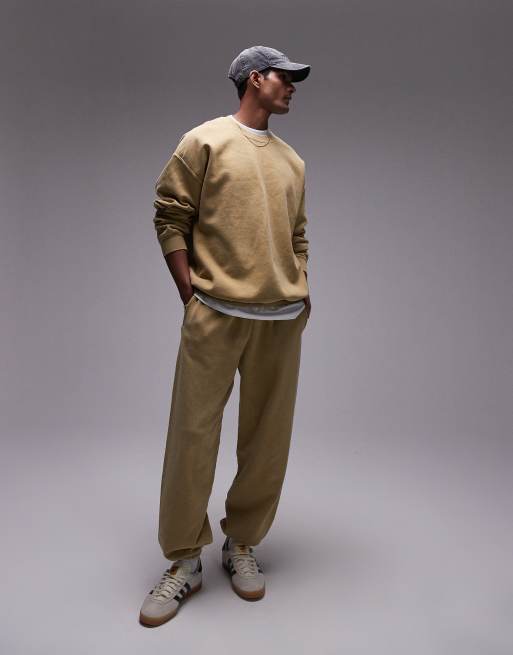 Topman vintage wash oversized jogger in yellow ASOS