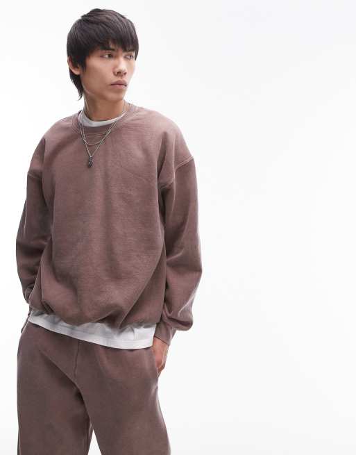 Topman vintage wash oversized sweatshirt in pink
